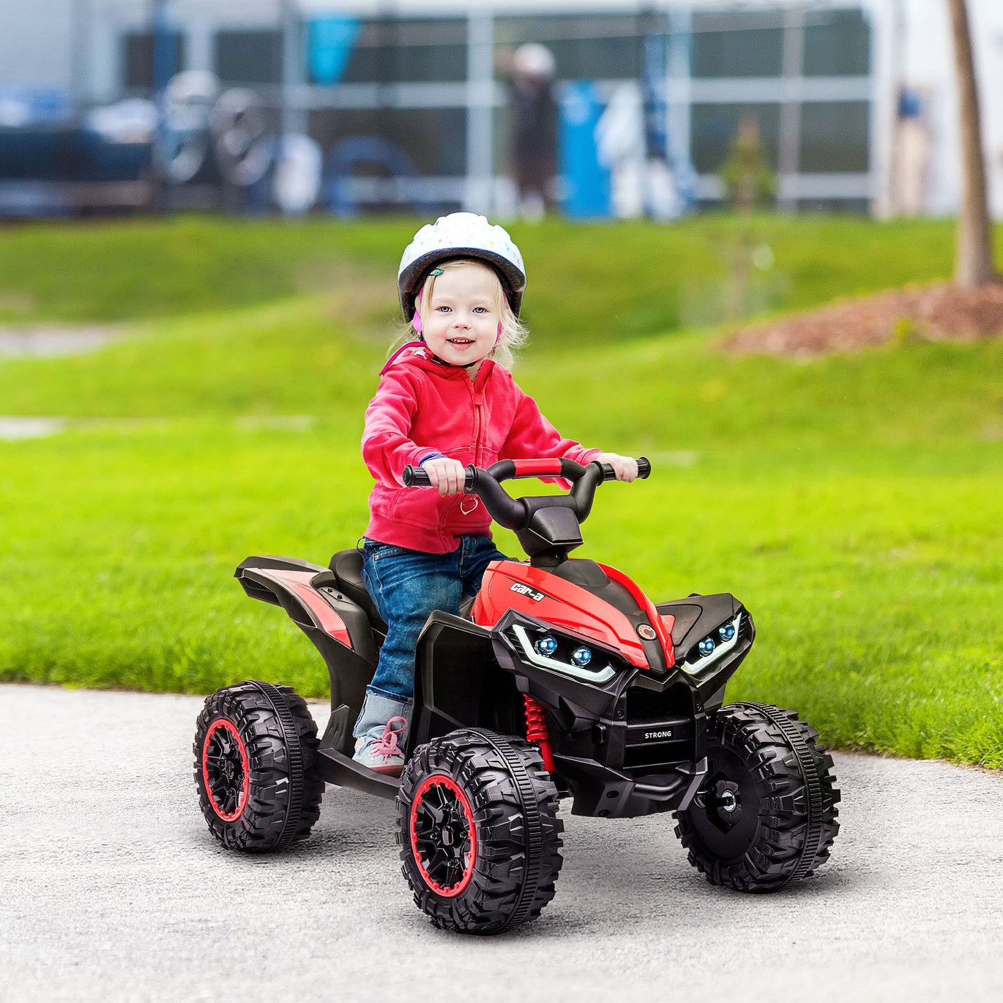 12V Kids ATV Quad Car with Forward & Backward Function, Four Wheeler for Kids with Wear-Resistant Wheels, Music, Electric Ride-on ATV for Toddlers Ages 3+ Years Old, Red