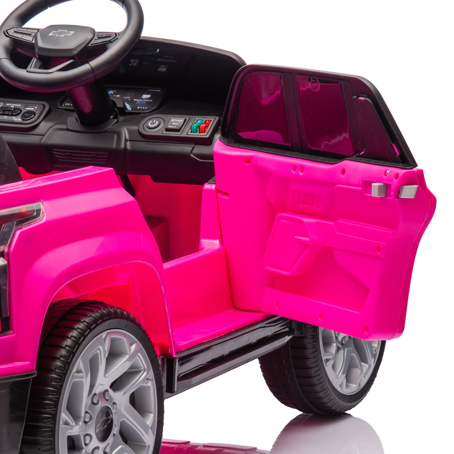 24V Kids Ride on Car W/Parents Control,Licensed Chevrolet Silverado,Four-wheel suspension,LED Lights,Bluetooth,music,USB,MP3,Power display,speeds 2.49-3.73MPH For kids aged 2-5.
