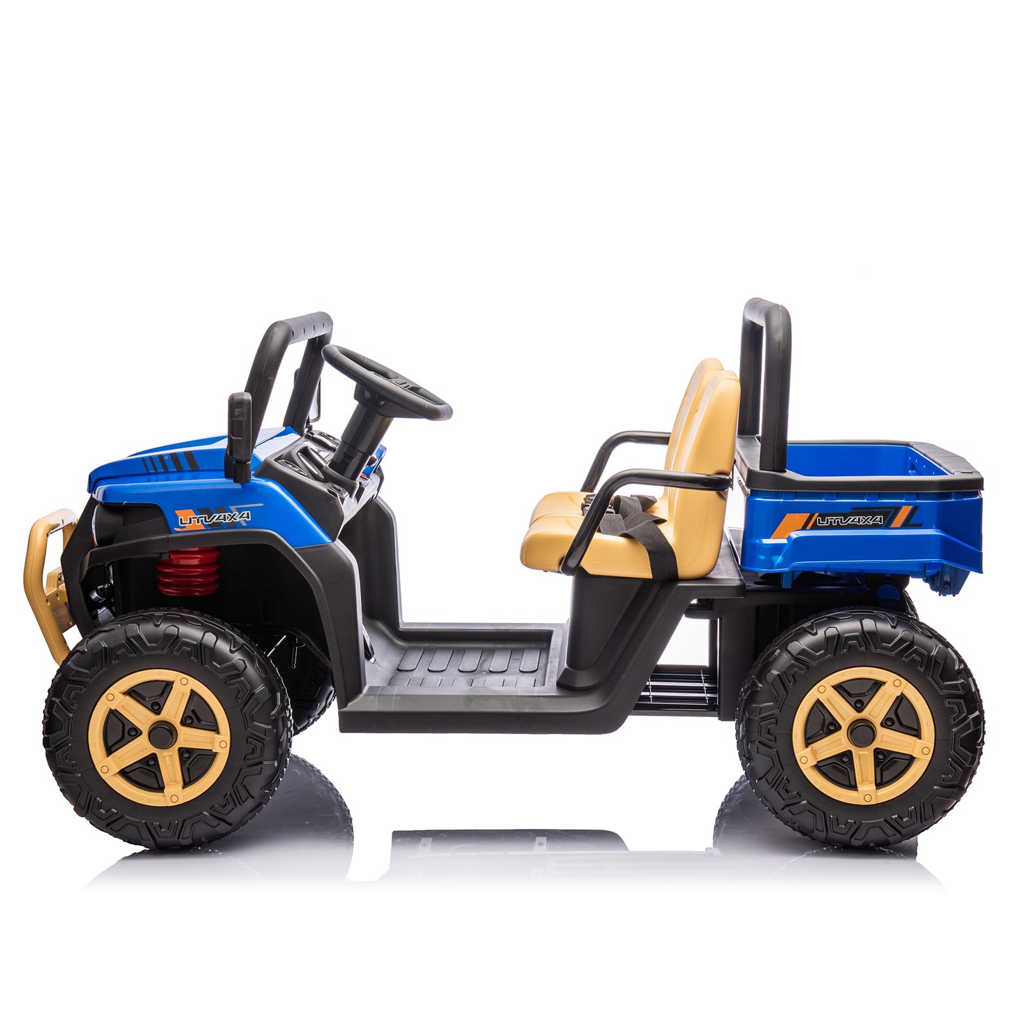 24V XXXL Kids Ride On UTV W/Parents Remote Control,Two-seater,Automatic tipping bucket,Rear wheel suspension,Slow start,Portable handle,Safety Belt,LED light,USB,MP3,Bluetooth,Horn for Kids Aged 3-8.