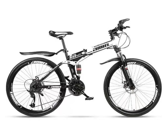 White Bike-26" Bike, White Color, 21 Speeds, High Carbon Steel, Detachable, Adjustable Seat, Chain Drive, 150kg Capacity, Dual Disc Brakes, Rigid Frame, Oil Spring Fork, Standard Type, Ordinary Pedals
