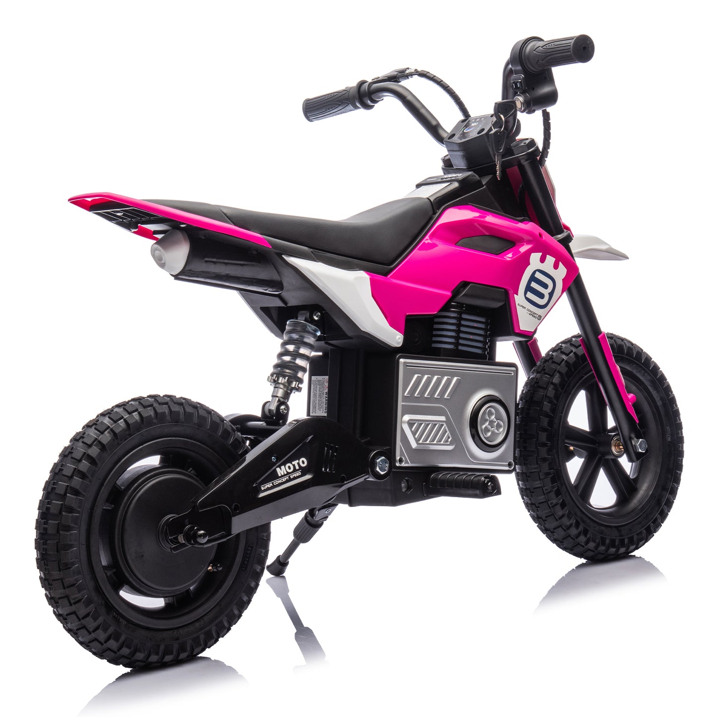 24V Kids Ride On Electric Toy Motocross Motorcycle,200W High Speed Hub Motor,Rear wheel shock absorber,Adjustable speed,LED breath lamp,Bluetooth,Music,Horn,Speeds 3.11-9.32MPH For Kids Aged 5-15.
