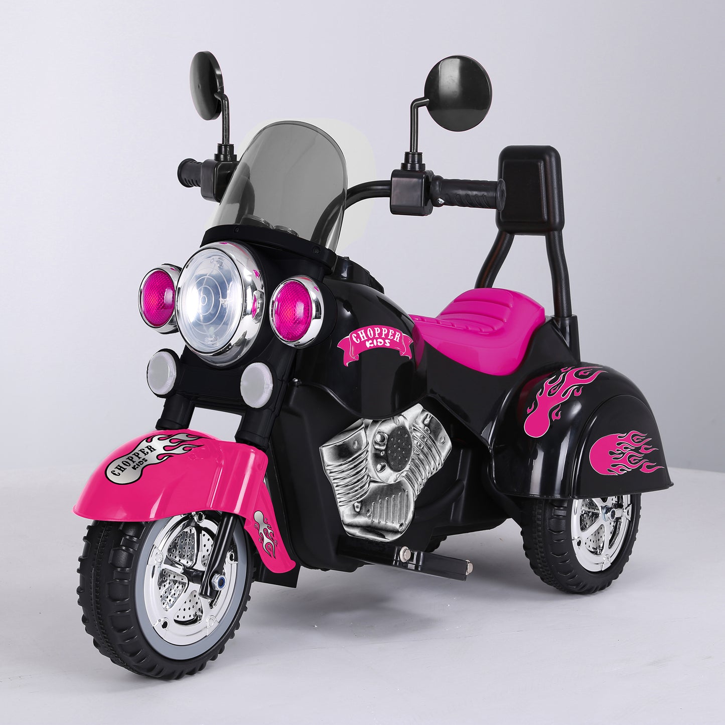 Kids Ride On Motorcycle Toy, 3-Wheel Chopper Motorbike with LED Colorful Headlights Horn, Pink 6V Battery Powered Riding on Electric Harley Motorcycle for Boys Girls