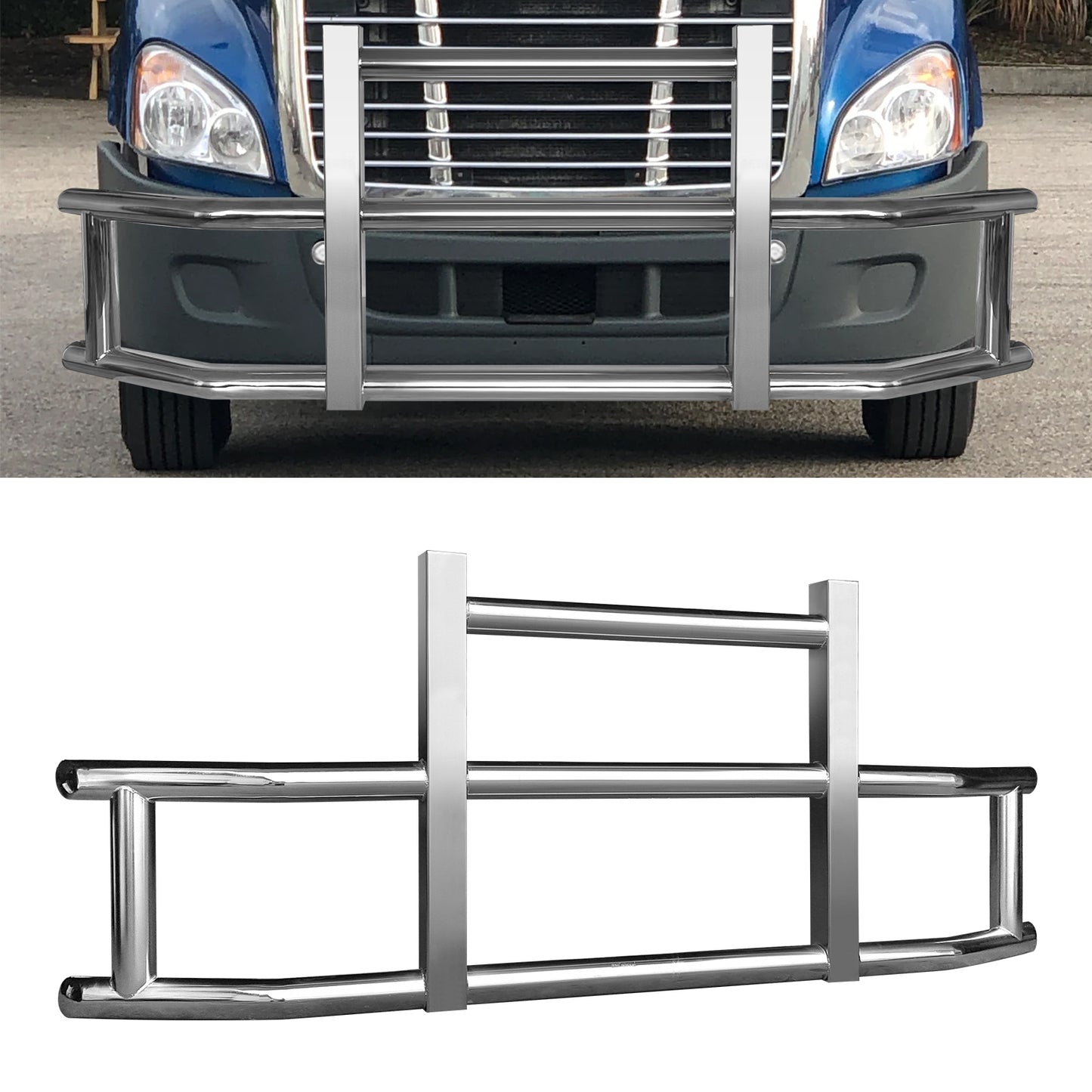 Stainless Steel Deer Guard Bumper for Freightliner Cascadia 2008-2017 with brackets