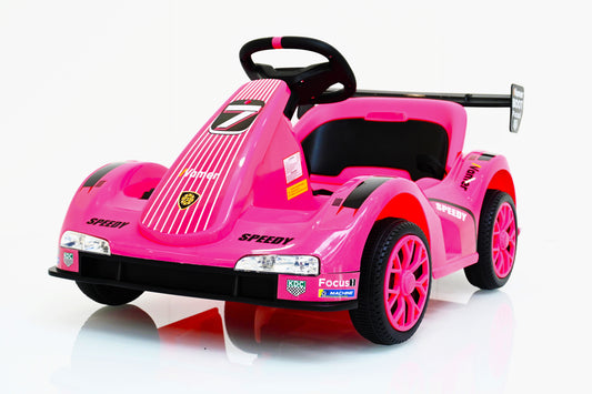 Electric Go Kart, 12V Battery Powered  Ride On  Car w/Remote Control, Safety Belt, Slow Start, Music, 4 Wheel Electric Vehicle for Kids, Gift for Boys Girls