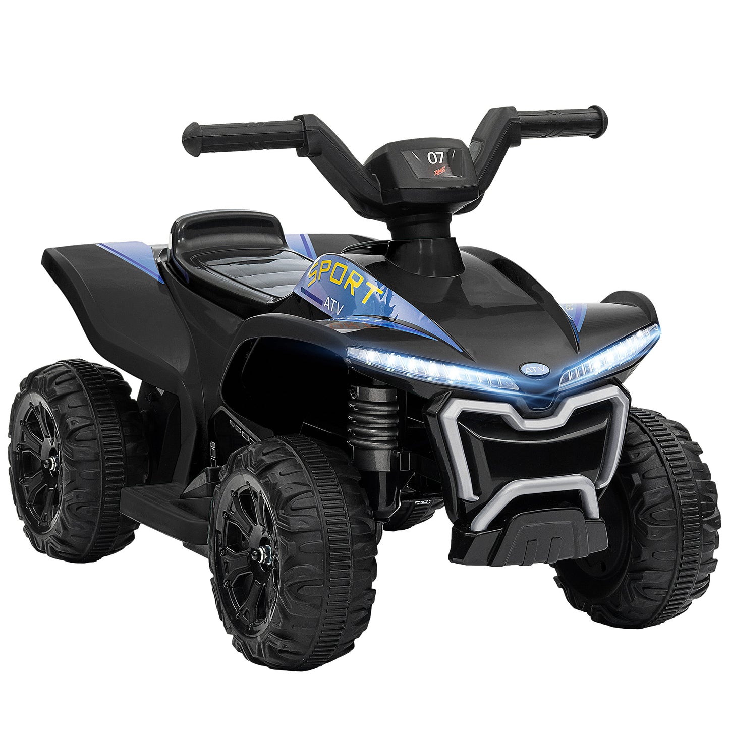 Qaba Kids ATV Quad, 6V Ride On Toy with 1.6MPH Max Speed, Rechargeable Battery, 4 Wheeler Battery Powered with Lights, Forward & Reverse for Toddlers, Black