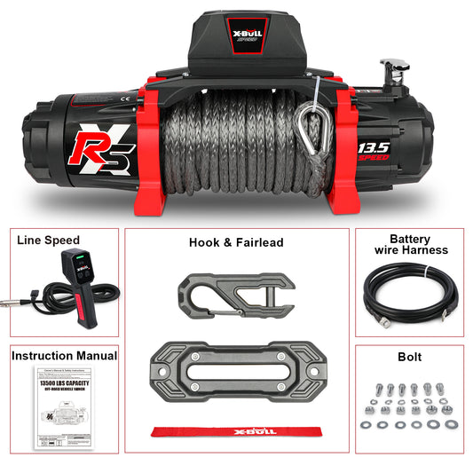X-BULL 13500 lb Winch  Load Capacity Electric Winch -12V DC Power for Towing Truck Off Road, 2 in 1 Wireless Remote,13500 XRS Series