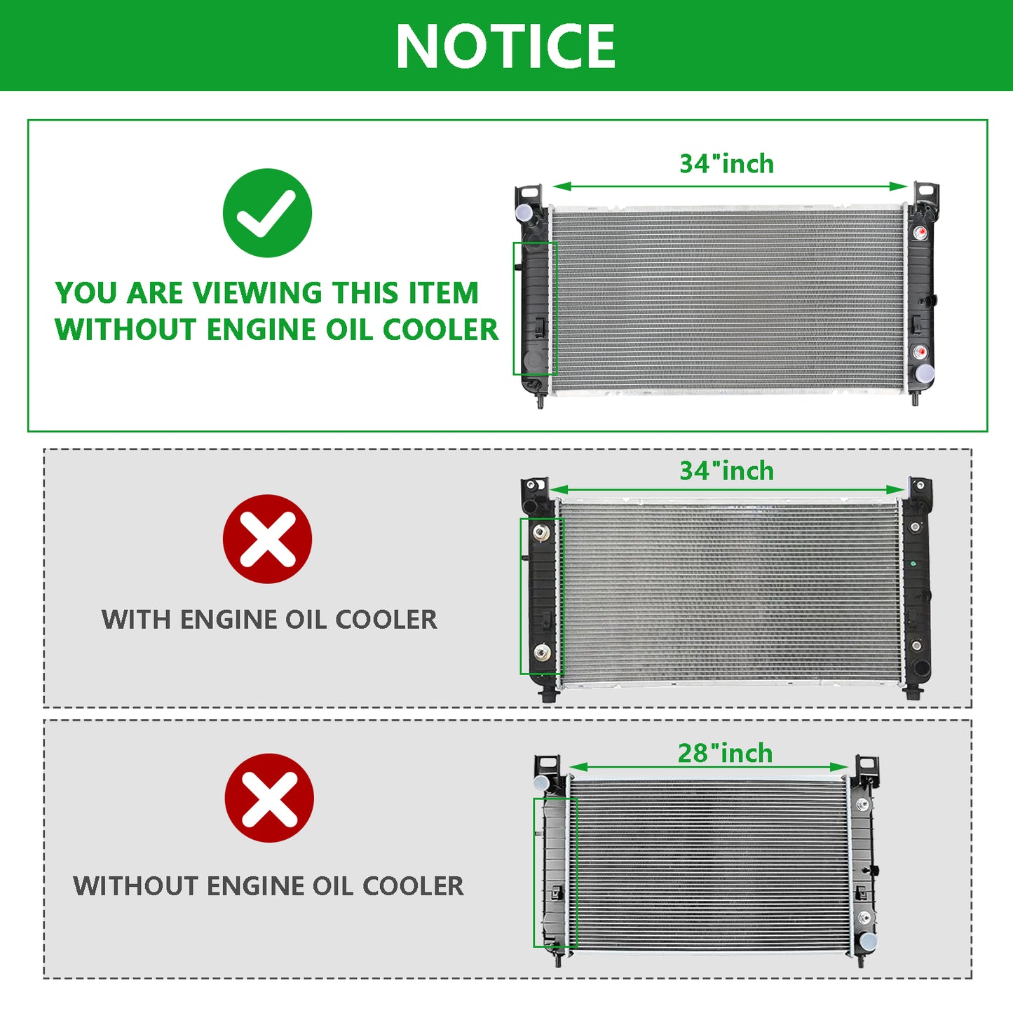 34" Radiator for Chevy Silverado 1500 GMC Yukon Cadillac Escalade 4.8L 5.3L 6.0L 2423