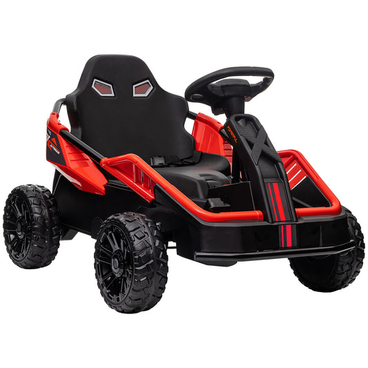 Qaba 24V Electric Car for Kids with Remote Control, Battery Powered Kids Ride on Car with Spring Suspension, Electric Vehicle with Horn, Music, LED Lights, Aged 3-8 Years Old, Red