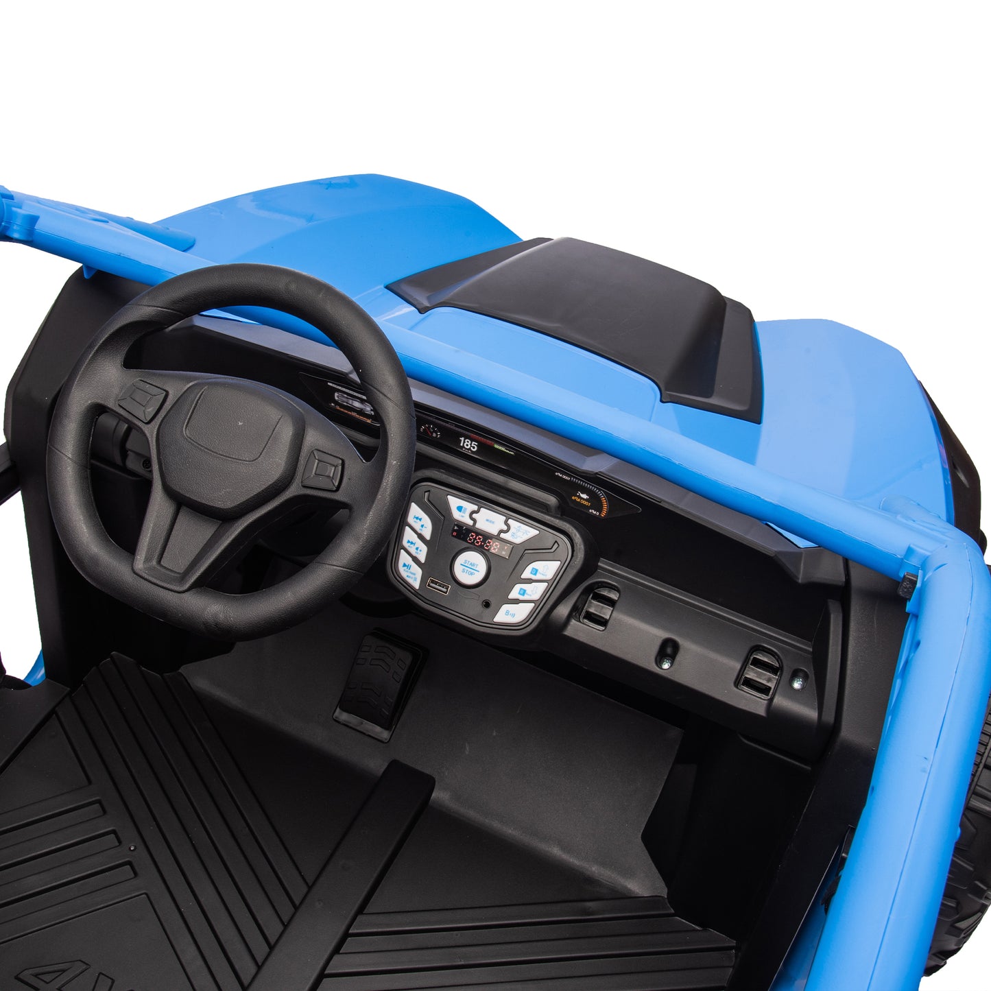 24V Two-seater Kids Ride On UTV w/Parents Control,20in seat width,400W Super high power,Four-wheel Suspension,Bluetooth,MP3,USB,LED Light,Horn,Rear storage space,Speeds 3.73-4.97MPH For Kids aged 3+.