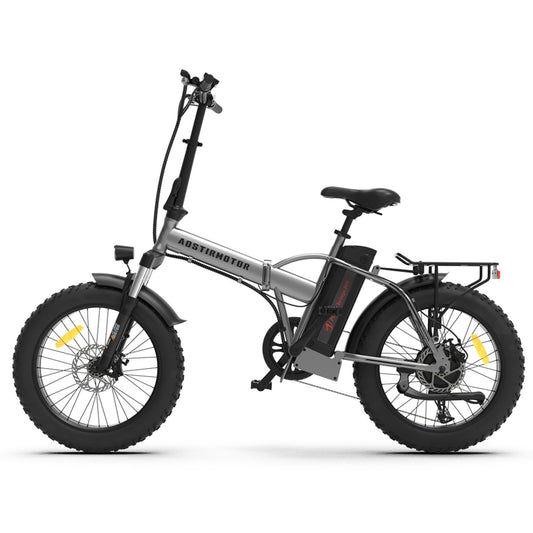 AOSTIRMOTOR Folding Electric Bike Ebike Bicycle 750W Motor 20' Fat Tire With 48V/12.5Ah Li-Battery Beach Snow Bicycle  A30