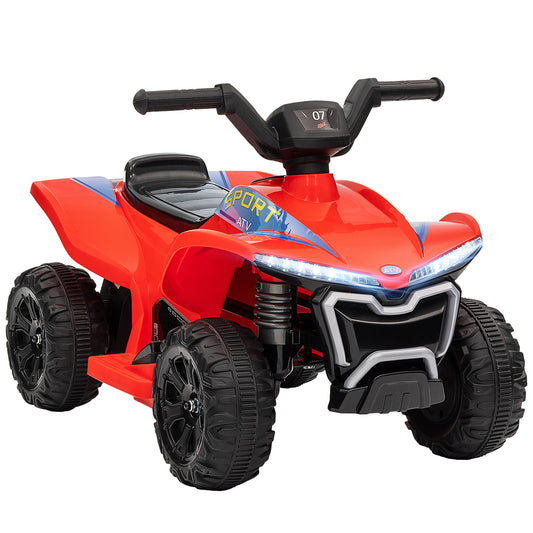 Qaba Kids ATV Quad, 6V Ride On Toy with 1.6MPH Max Speed, Rechargeable Battery, 4 Wheeler Battery Powered with Lights, Forward & Reverse for Toddlers, Red
