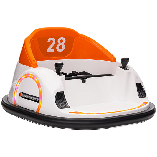 Qaba 12V Toddler Bumper Car Ride on Toy for Kids 1.5-5 Years Old, Baby Bumper Car with Remote Control, LED Lights, 360 Degree, Music, Orange