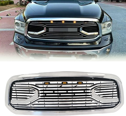 Front Grille For 2013 2014 2015 2016 2017 2018 Dodge Ram 1500 Chrome Grille Big Horn Style With Letters W/lights