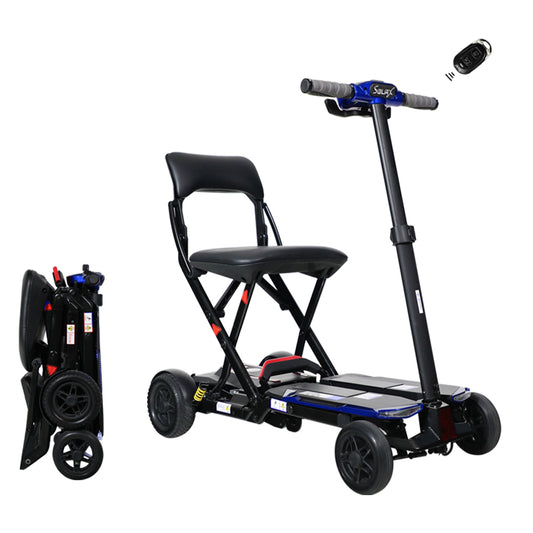 SOLAX 4-Wheel Remote Folding Mobility Scooter for Adults and Seniors, super lightweight and compact plus NFC Electric Foldable Mobility Scooter With Suspenion capacity.