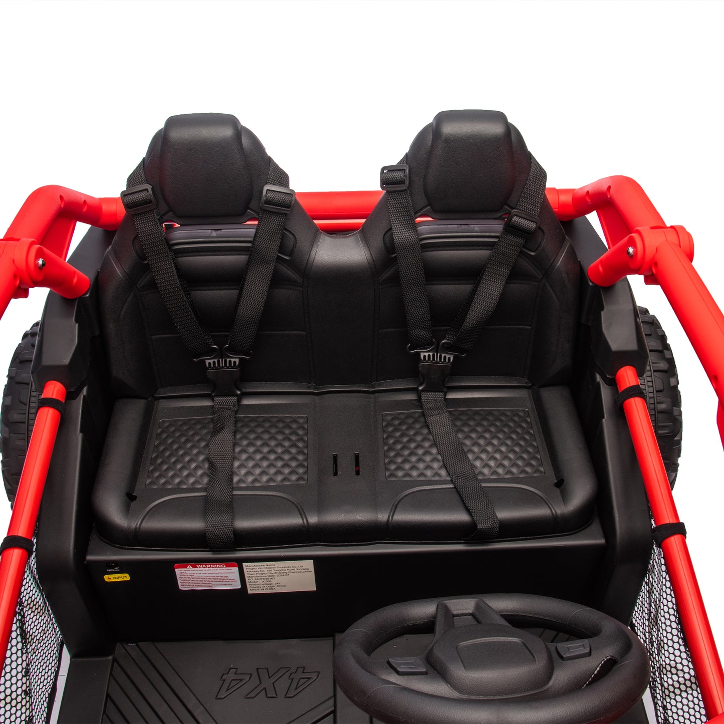 24V Two-seater Kids Ride On UTV w/Parents Control,20in seat width,400W Super high power,Four-wheel Suspension,Bluetooth,MP3,USB,LED Light,Horn,Rear storage space,Speeds 3.73-4.97MPH For Kids aged 3+.