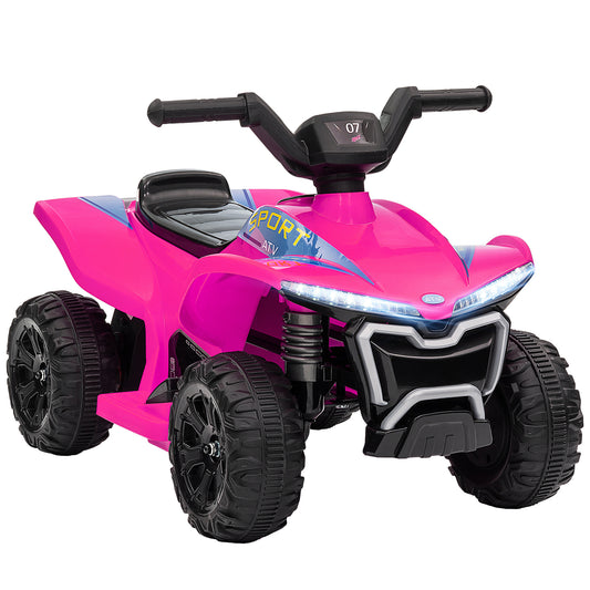 Qaba Kids ATV Quad, 6V Ride On Toy with 1.6MPH Max Speed, Rechargeable Battery, 4 Wheeler Battery Powered with Lights, Forward & Reverse for Toddlers, Pink
