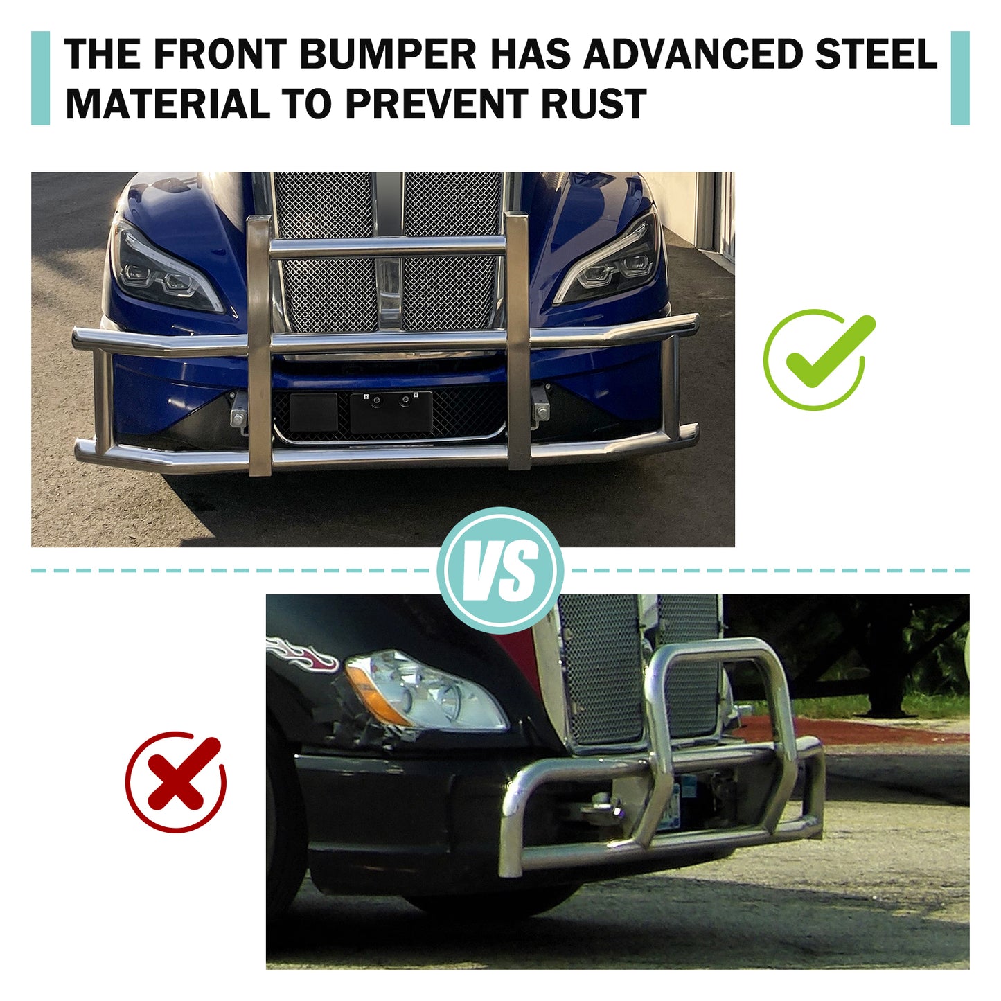 Stainless Steel Deer Guard Bumper for Kenworth T680 2022 with brackets
