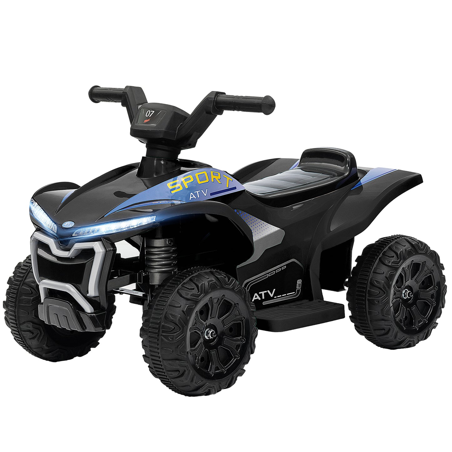 Qaba Kids ATV Quad, 6V Ride On Toy with 1.6MPH Max Speed, Rechargeable Battery, 4 Wheeler Battery Powered with Lights, Forward & Reverse for Toddlers, Black