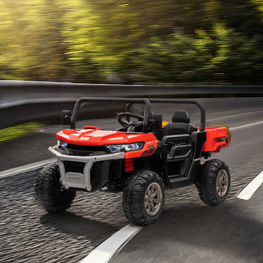 24V Ride On Truck 2 Seater Ride On UTV with 2x200W Motor Ride On Dump Truck with Dump Bed/Shovel Ride On Car with Remote Control Electric Vehicle with  Non-slip tyre for Boys Girls