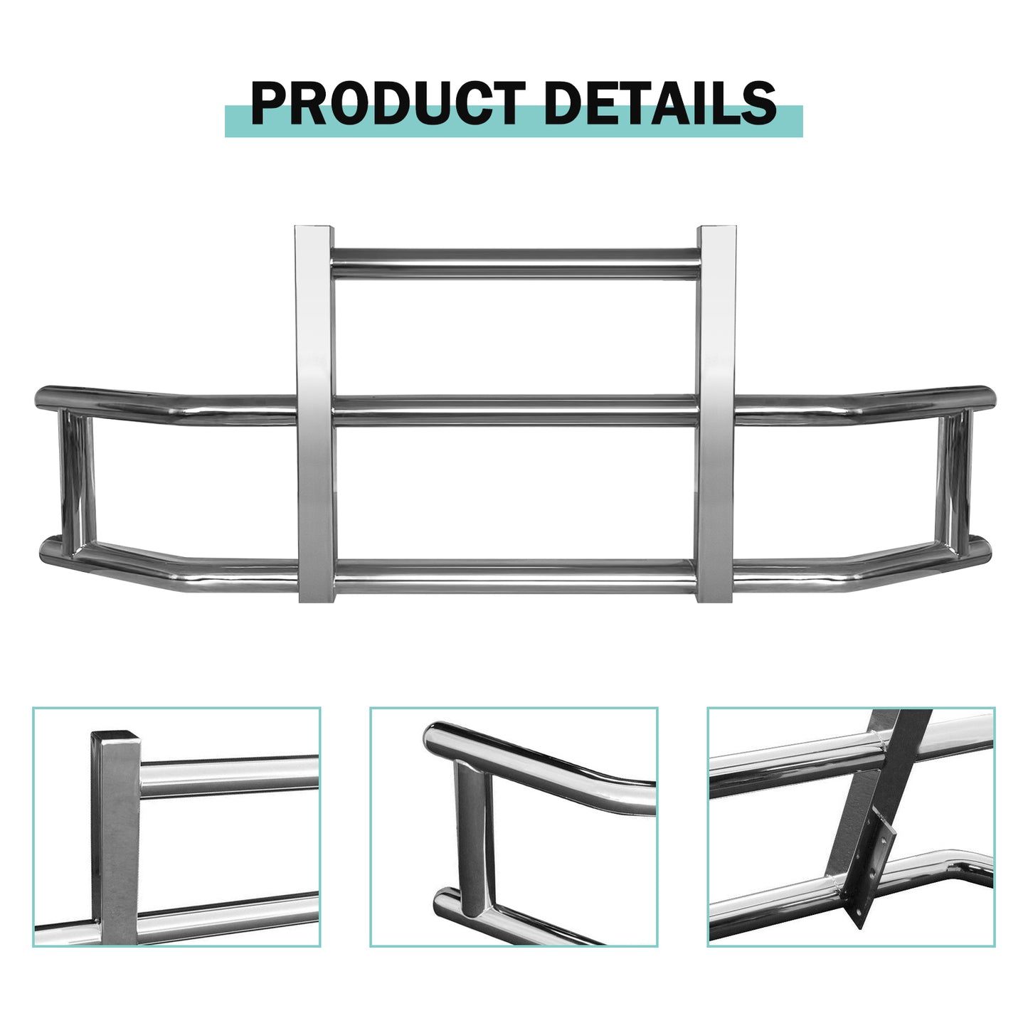 Stainless Steel Deer Guard Bumper for Kenworth T680 2008-2021 with brackets