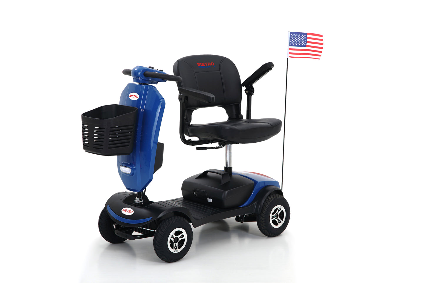 [Willando] Outdoor compact mobility scooter with windshield ,300W Motor, Travel - Long Range Power Extended Battery with Cup holders & USB charger port,BLUE