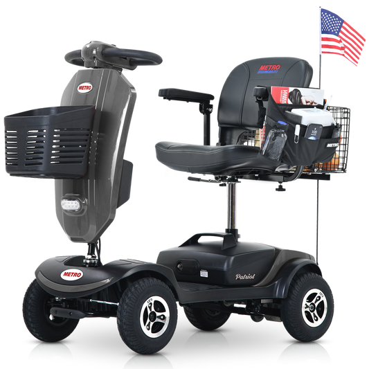 [Willando] Outdoor compact mobility scooter with windshield ,300W Motor, Travel - Long Range Power Extended Battery with Cup holders & USB charger port, GREY