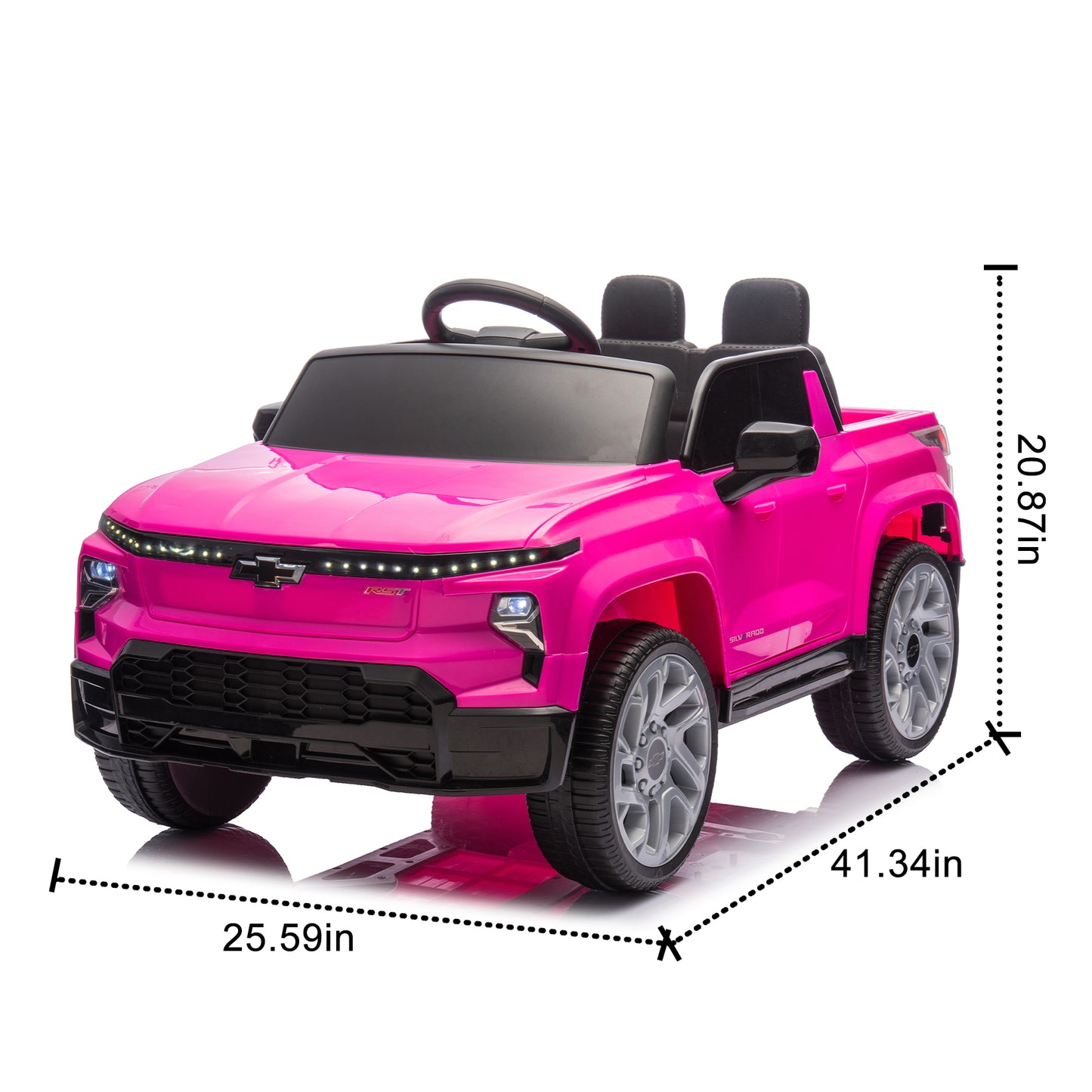 24V Kids Ride on Car W/Parents Control,Licensed Chevrolet Silverado,Four-wheel suspension,LED Lights,Bluetooth,music,USB,MP3,Power display,speeds 2.49-3.73MPH For kids aged 2-5.