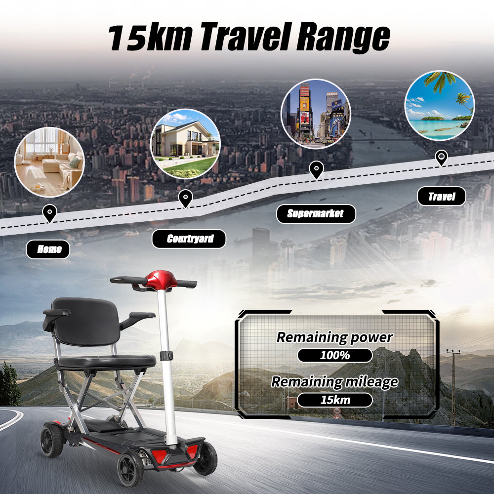 MOBIFREE Powered Lightweight Manual Folding Mobility Scooter M2020 for Adults and Seniors.