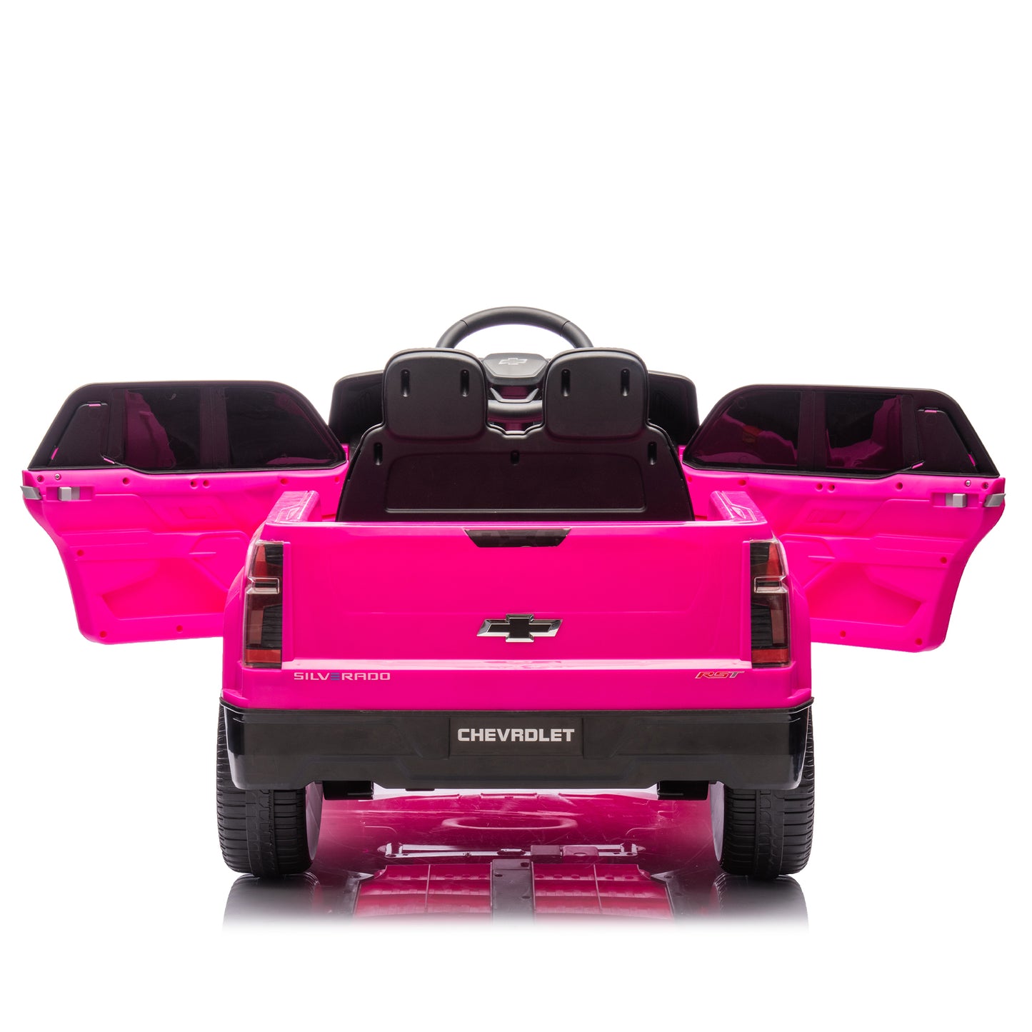 24V Kids Ride on Car W/Parents Control,Licensed Chevrolet Silverado,Four-wheel suspension,LED Lights,Bluetooth,music,USB,MP3,Power display,speeds 2.49-3.73MPH For kids aged 2-5.