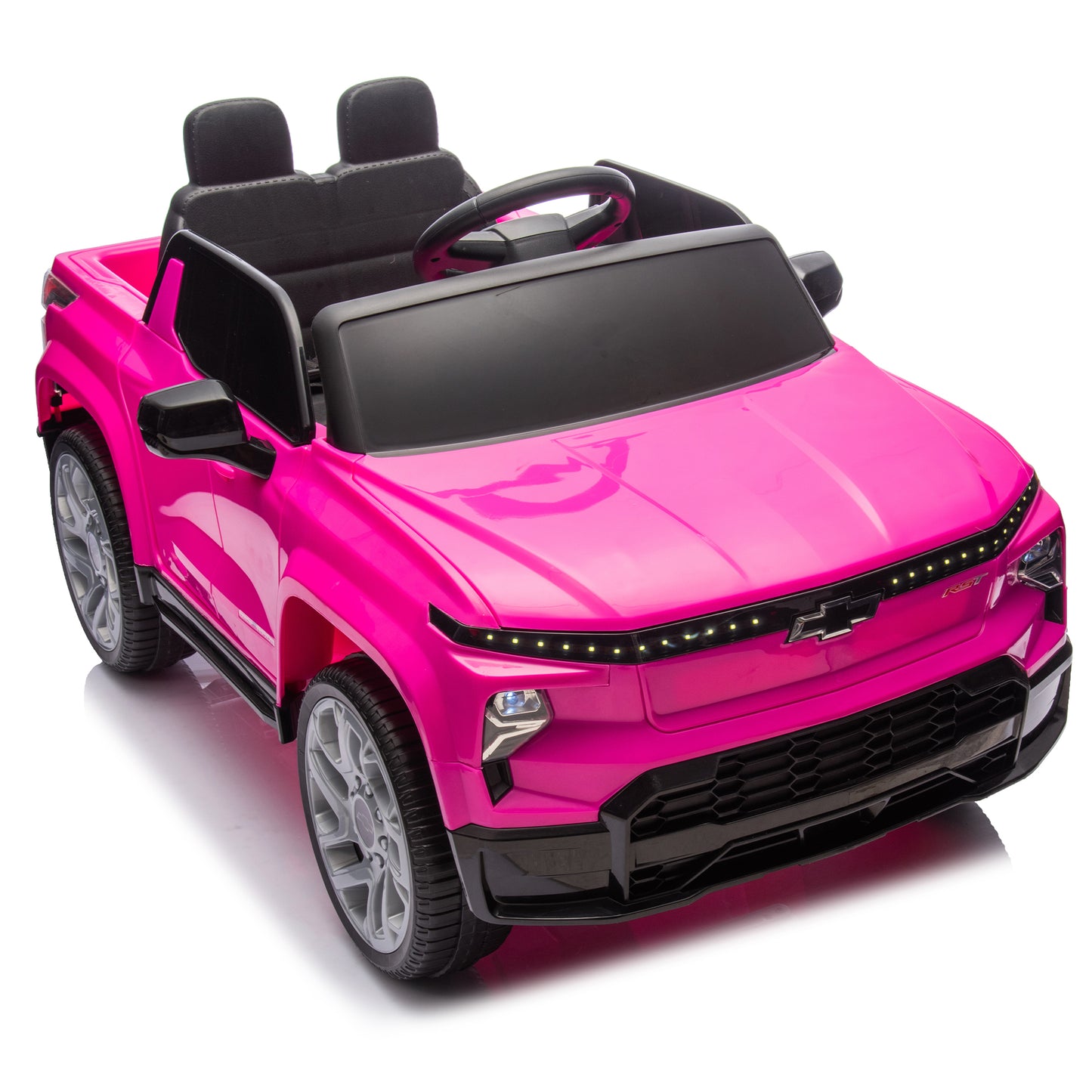24V Kids Ride on Car W/Parents Control,Licensed Chevrolet Silverado,Four-wheel suspension,LED Lights,Bluetooth,music,USB,MP3,Power display,speeds 2.49-3.73MPH For kids aged 2-5.