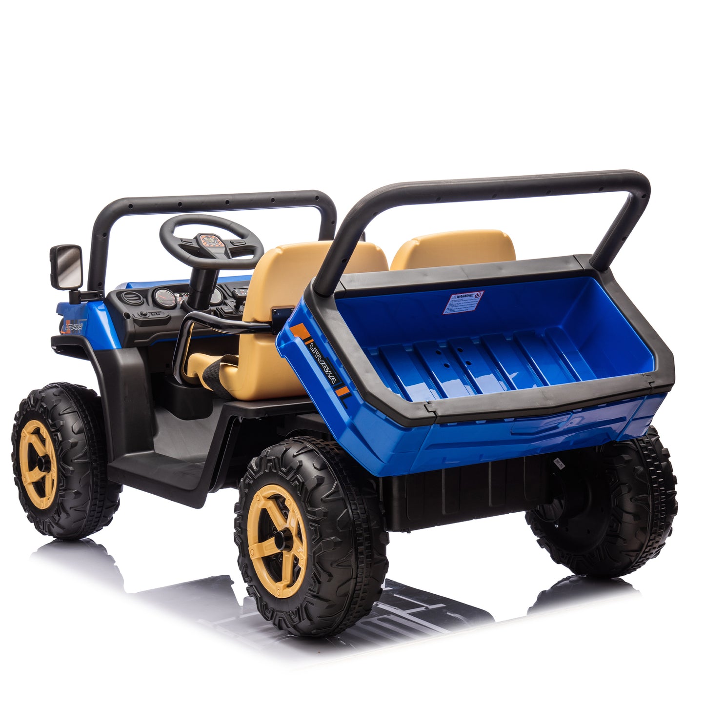 24V XXXL Kids Ride On UTV W/Parents Remote Control,Two-seater,Automatic tipping bucket,Rear wheel suspension,Slow start,Portable handle,Safety Belt,LED light,USB,MP3,Bluetooth,Horn for Kids Aged 3-8.