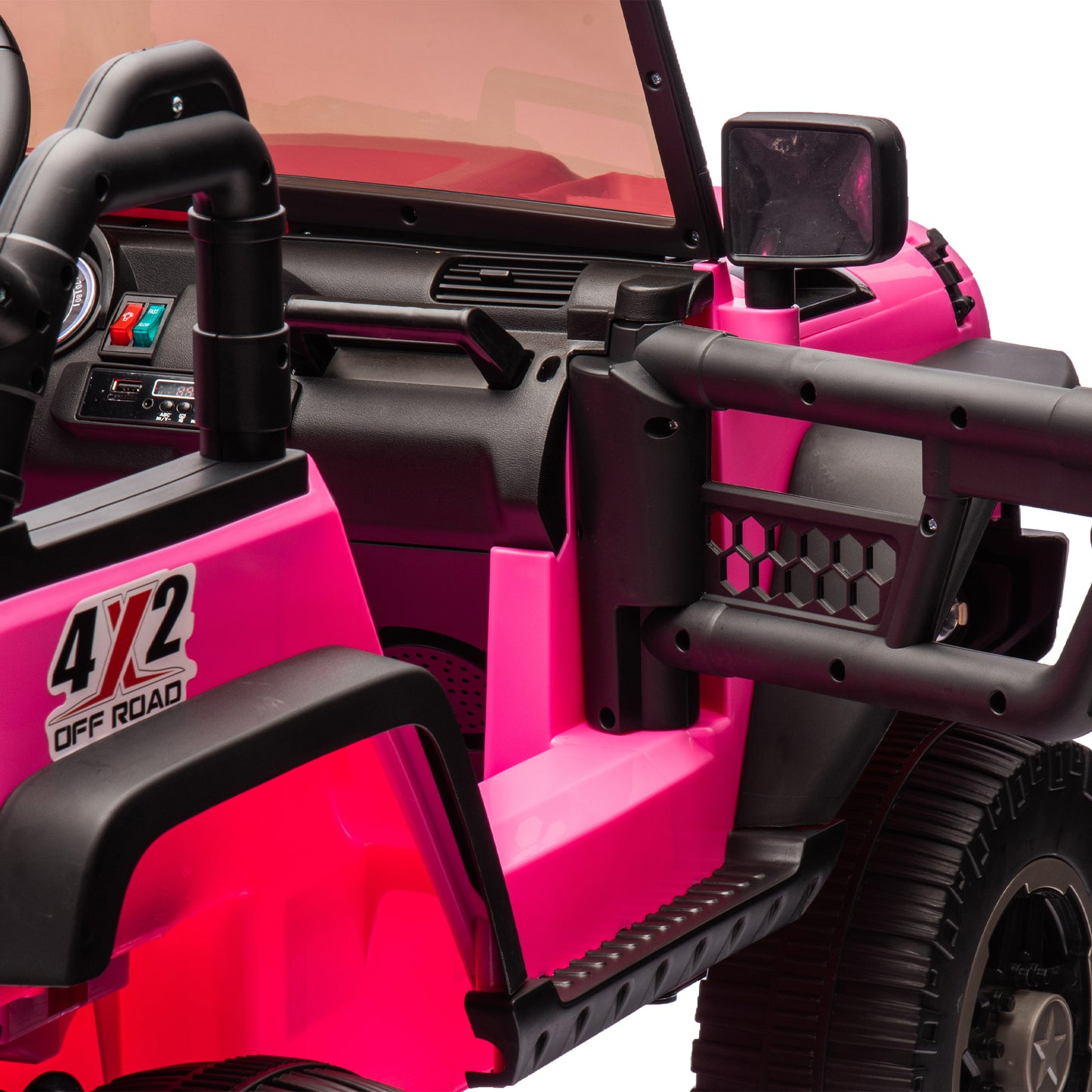 24V Two-Seater Kids Ride On Truck Car W/Parents Control,200w*2,Seat width 20.28in,Four-wheel Suspension,LED Lights,Music,MP3,Bluetooth,Two independent seat belts,Suitable for off-road For Kids Aged 3+