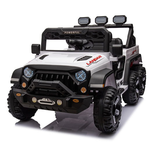 24V Ride On Large PickUp Truck car for Kids,ride On 4WD Toys with Remote Control,Parents Can Assist in Driving,Bluetooth music version,Pickup truck design with spacious storage in the rear.