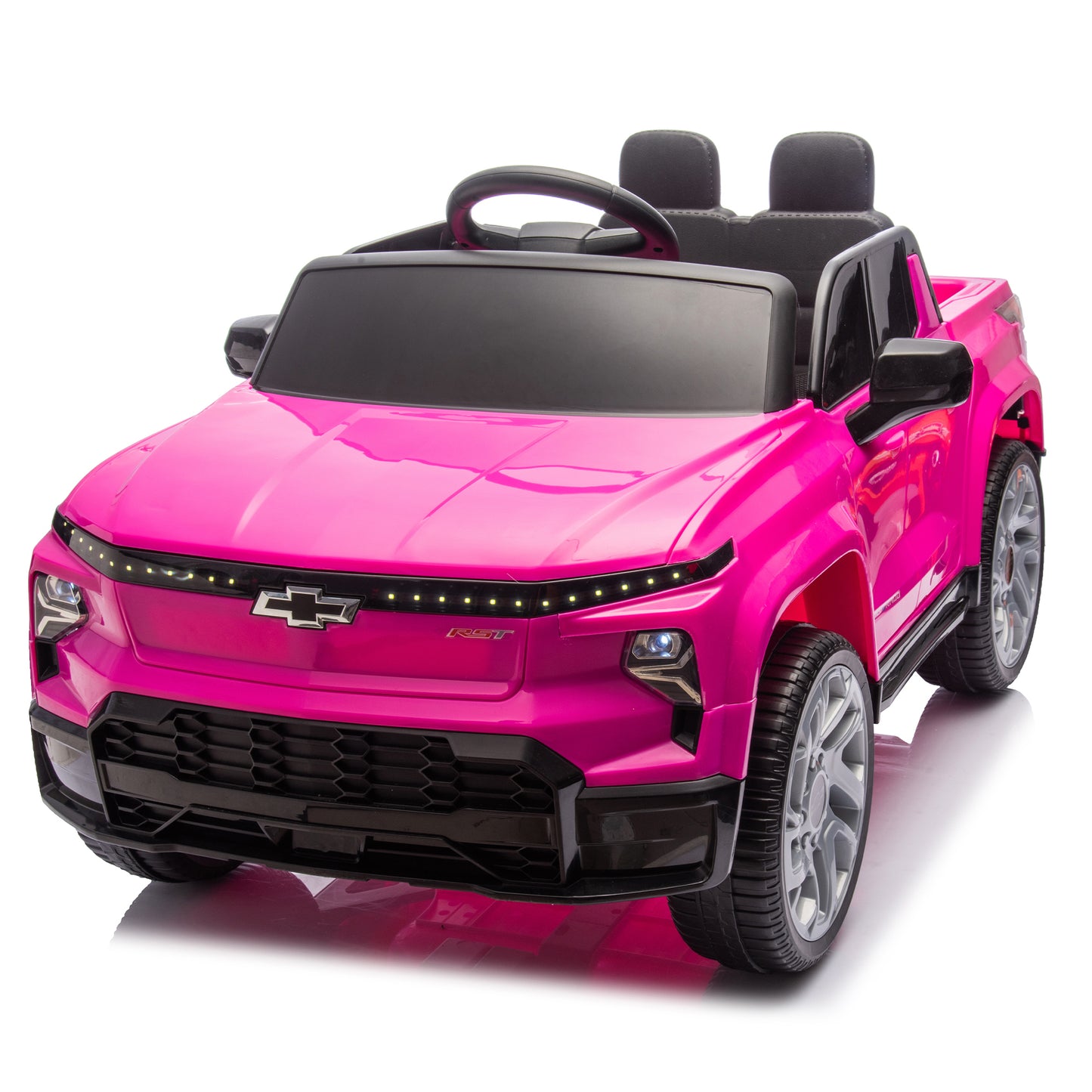 24V Kids Ride on Car W/Parents Control,Licensed Chevrolet Silverado,Four-wheel suspension,LED Lights,Bluetooth,music,USB,MP3,Power display,speeds 2.49-3.73MPH For kids aged 2-5.
