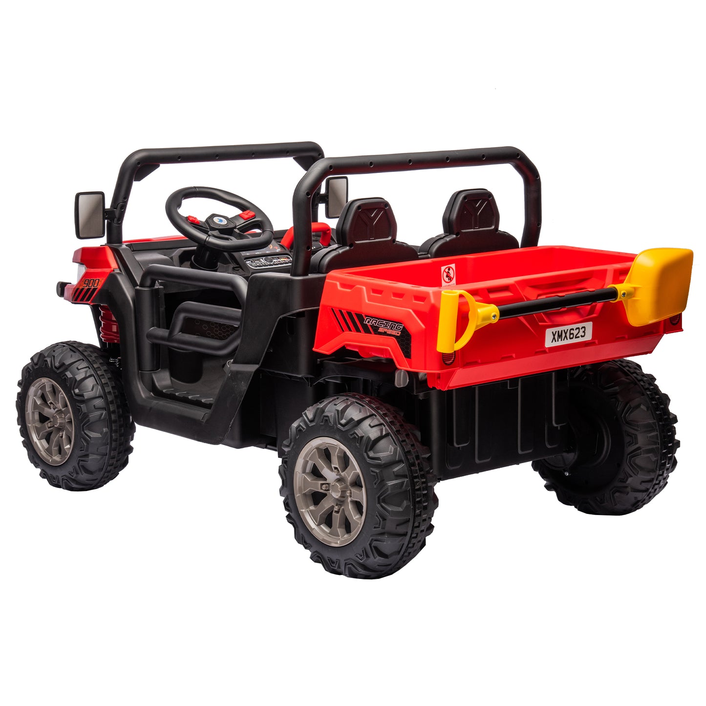 24V Ride On Truck 2 Seater Ride On UTV with 2x200W Motor Ride On Dump Truck with Dump Bed/Shovel Ride On Car with Remote Control Electric Vehicle with  Non-slip tyre for Boys Girls