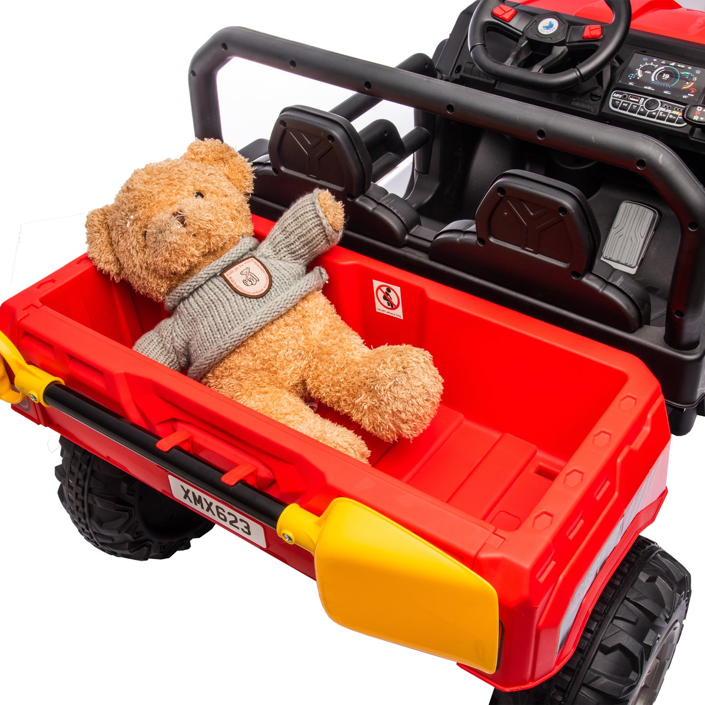 24V Ride On Truck 2 Seater Ride On UTV with 2x200W Motor Ride On Dump Truck with Dump Bed/Shovel Ride On Car with Remote Control Electric Vehicle with  Non-slip tyre for Boys Girls