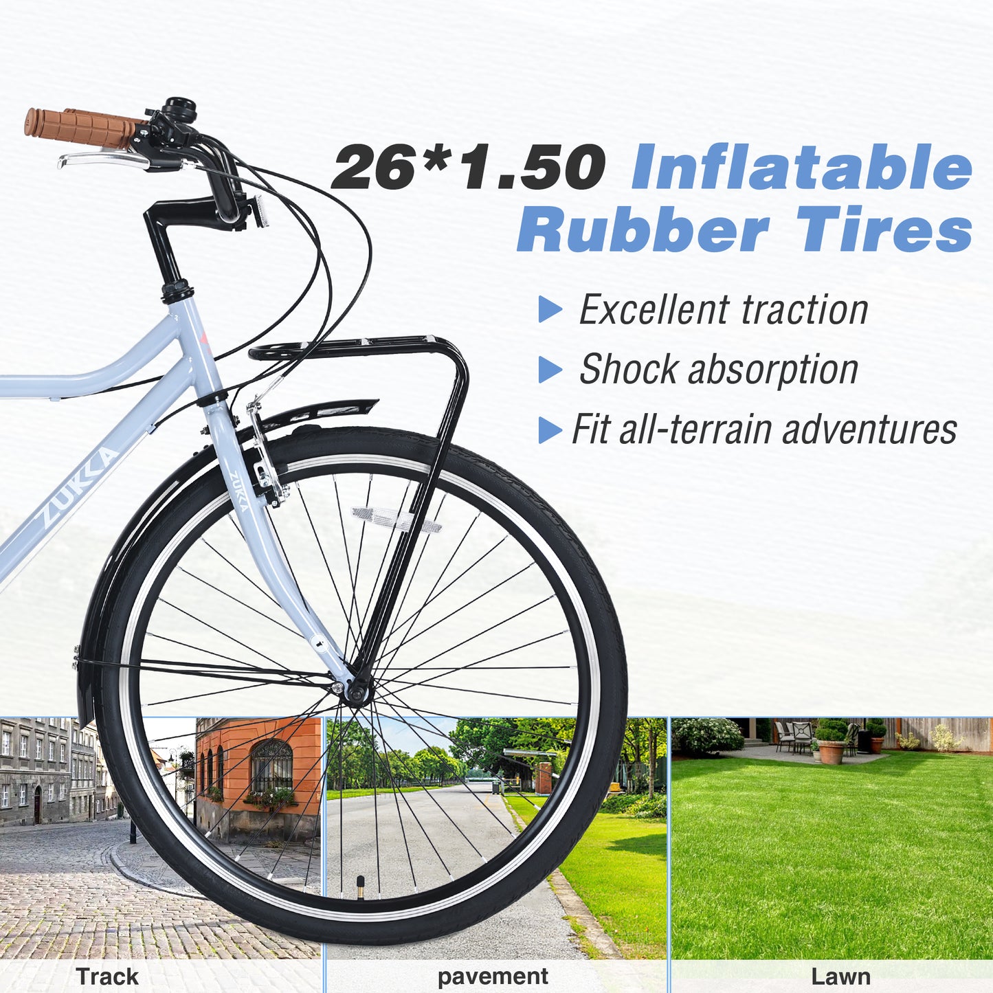7 Speed, Steel Frame, Multiple Colors 26 Inch Vintage Style Bike,Retro Commute Bike for Women and Men