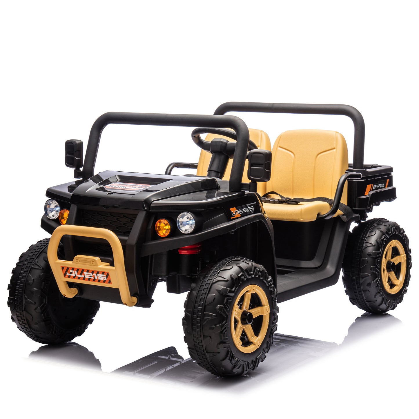 24V XXXL Kids Ride On UTV W/Parents Remote Control,Two-seater,Automatic tipping bucket,Rear wheel suspension,Slow start,Portable handle,Safety Belt,LED light,USB,MP3,Bluetooth,Horn for Kids Aged 3-8.