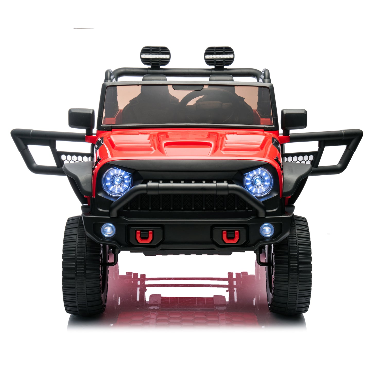 24V Two-Seater Kids Ride On Truck Car W/Parents Control,200w*2,Seat width 20.28in,Four-wheel Suspension,LED Lights,Music,MP3,Bluetooth,Two independent seat belts,Suitable for off-road For Kids Aged 3+