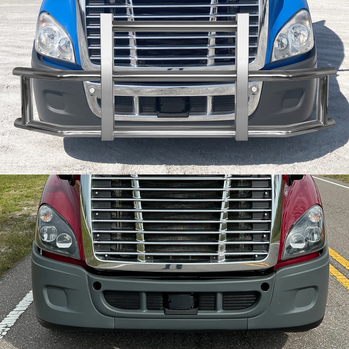 Stainless Steel Deer Guard Bumper for Freightliner Cascadia 2008-2017 with brackets