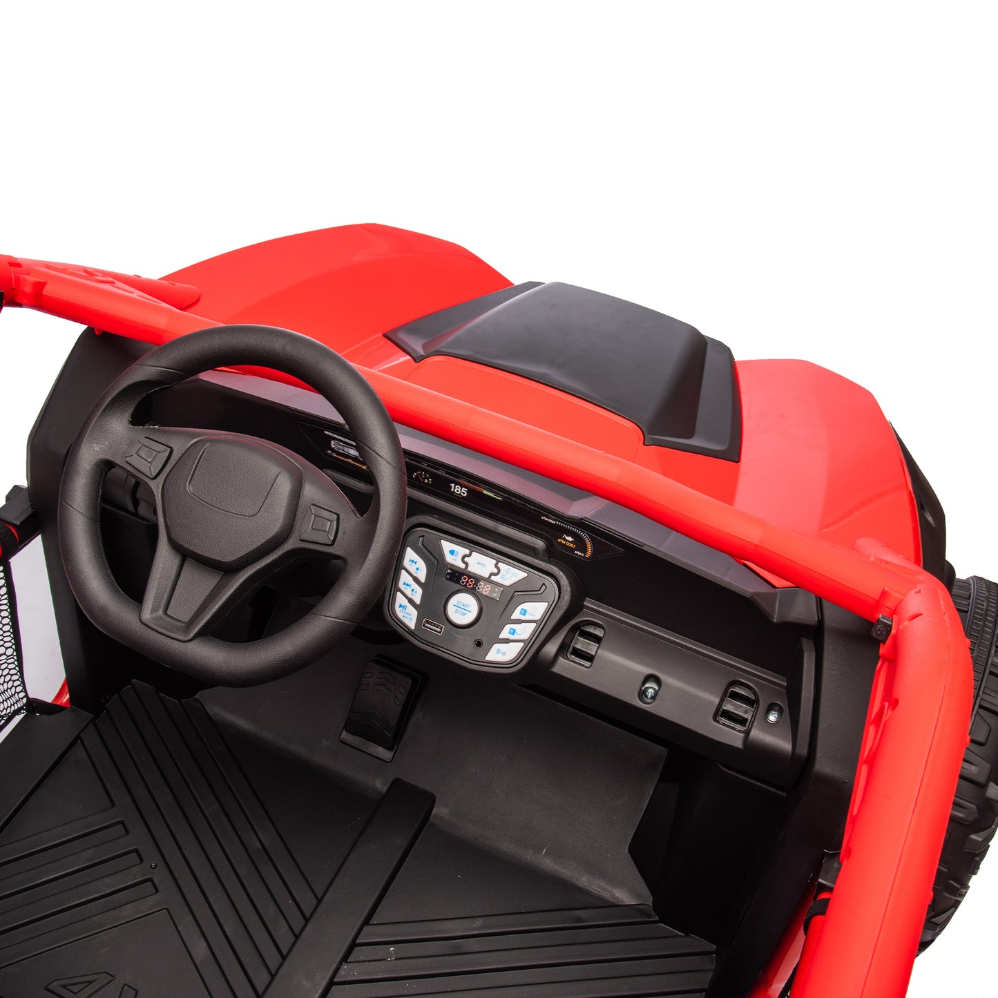 24V Two-seater Kids Ride On UTV w/Parents Control,20in seat width,400W Super high power,Four-wheel Suspension,Bluetooth,MP3,USB,LED Light,Horn,Rear storage space,Speeds 3.73-4.97MPH For Kids aged 3+.