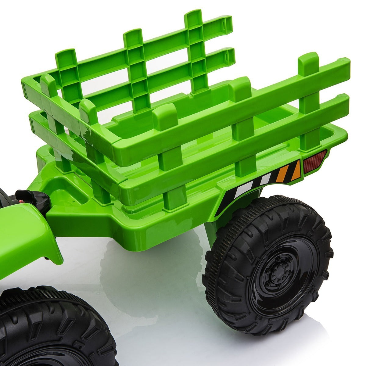 12V Kids Ride On Tractor with Trailer, Battery Powered Electric Car w/ Music, USB, Music, LED Lights, Vehicle Toy for 3 to 6 Ages, Light Green
