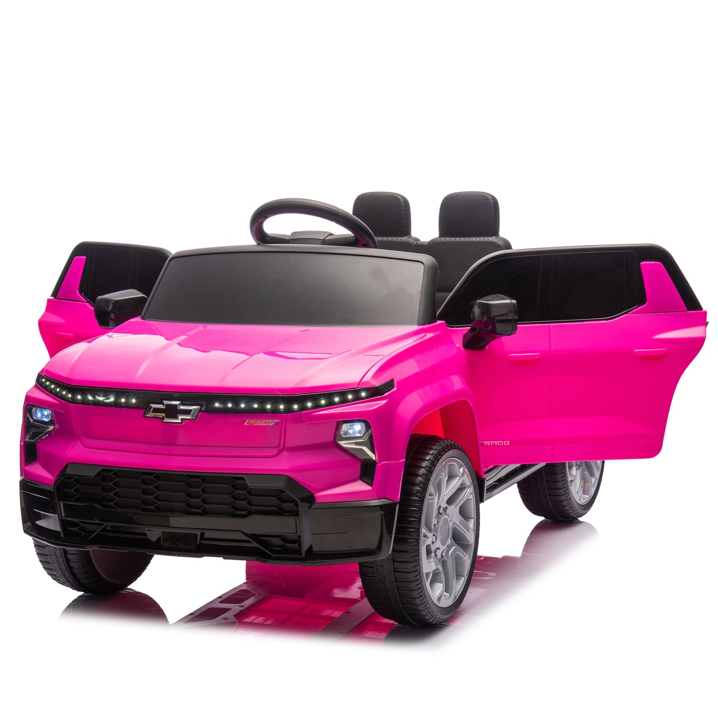 24V Kids Ride on Car W/Parents Control,Licensed Chevrolet Silverado,Four-wheel suspension,LED Lights,Bluetooth,music,USB,MP3,Power display,speeds 2.49-3.73MPH For kids aged 2-5.