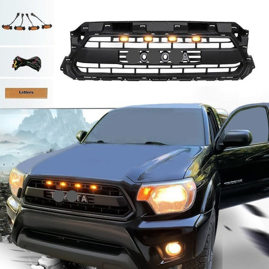 Front Grille For 2012 2013 2014 2015 2nd Gen Toyota Tacoma Trd Pro Grill With Amber Lights Matte Black