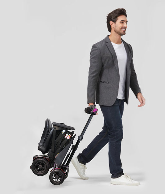 SOLAX Remote Control Foldable Electric Mobility Scooter with Suspension for Senior, Lightweight 4 Wheels Electric Powered Scooter for Travel Shopping