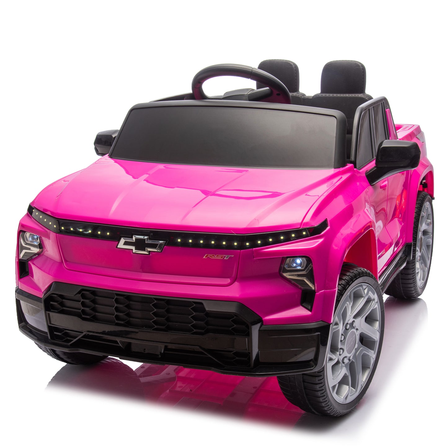 24V Kids Ride on Car W/Parents Control,Licensed Chevrolet Silverado,Four-wheel suspension,LED Lights,Bluetooth,music,USB,MP3,Power display,speeds 2.49-3.73MPH For kids aged 2-5.