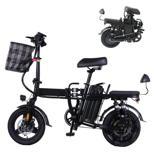 A9 Black Max 70 Inches Riders Height Load 242.5 lbs Foldable e-Bike w/Phone Holder 14inch Tubeless Tire 3 Speed Modes 48V/500W Motor