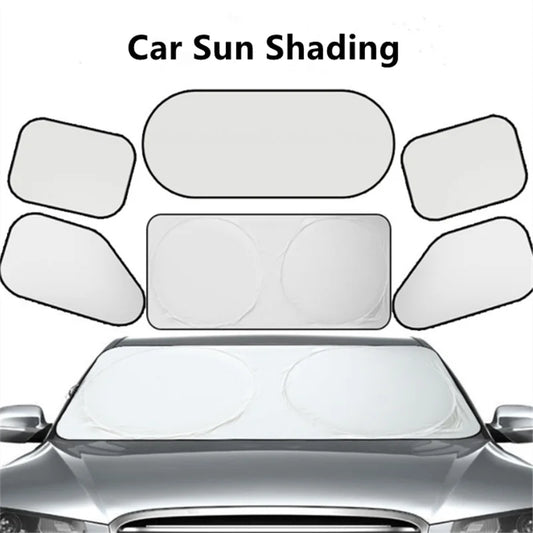 6 Pieces/Set Car Sunshade Windshield Covers Auto Window UV Protection Shield Reflective Sun Block Front Rear Back Side Foldable