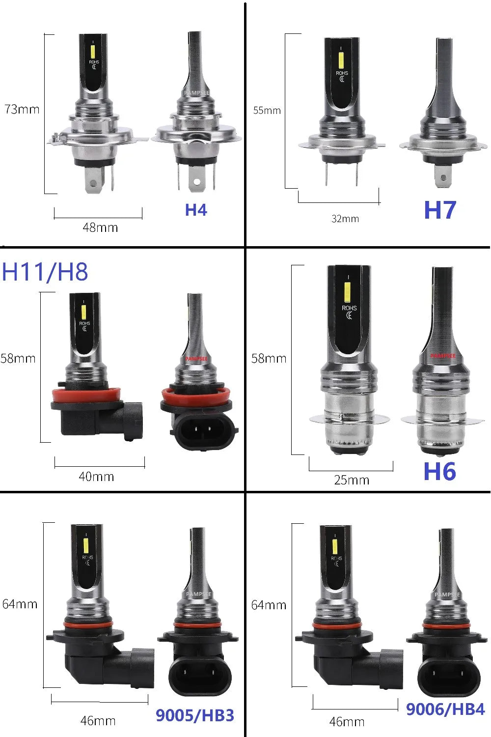 New 2Pcs 16000LM Headlamp H1 H6 H7 HB3 HB4 9005 9006 H8 H11 H3 Moto Bulb 12V 24V Auto H4 LED Motorcycle HeadLight Fog Lamp 1860