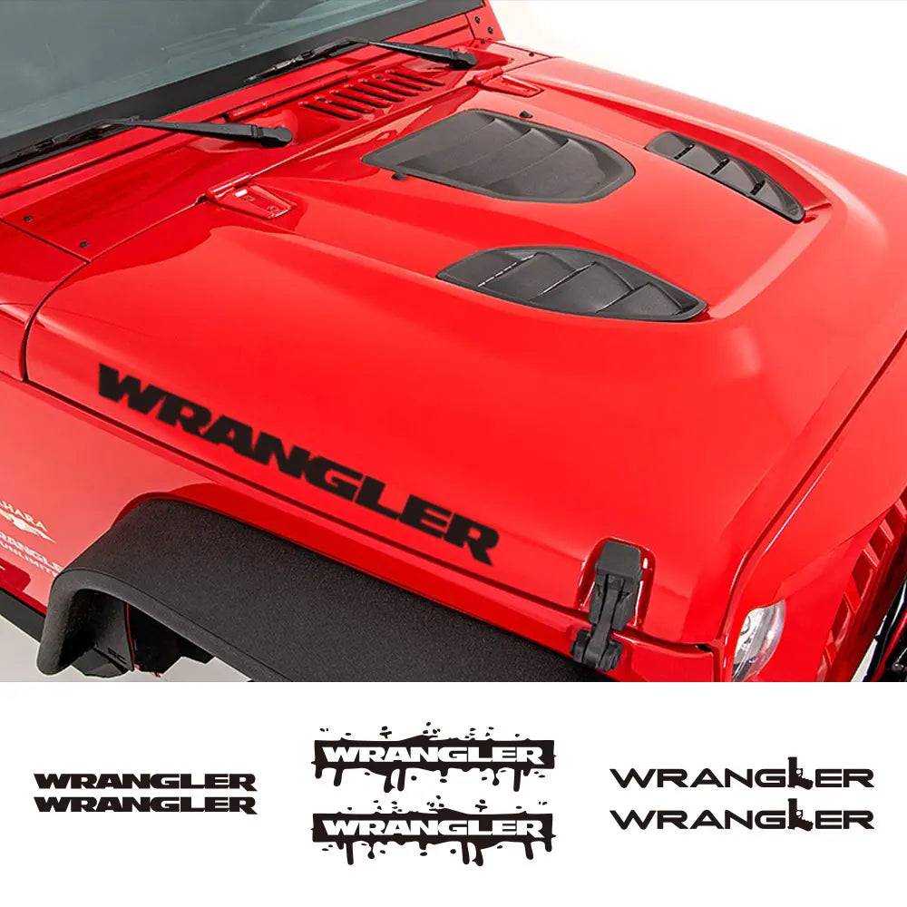 2PCS Car Hood Cover Engine Stickers For Jeep Wrangler JK JL TJ YJ Unlimited DIY Exterior Tuning Accessories Vinyl Bonnet Decals
